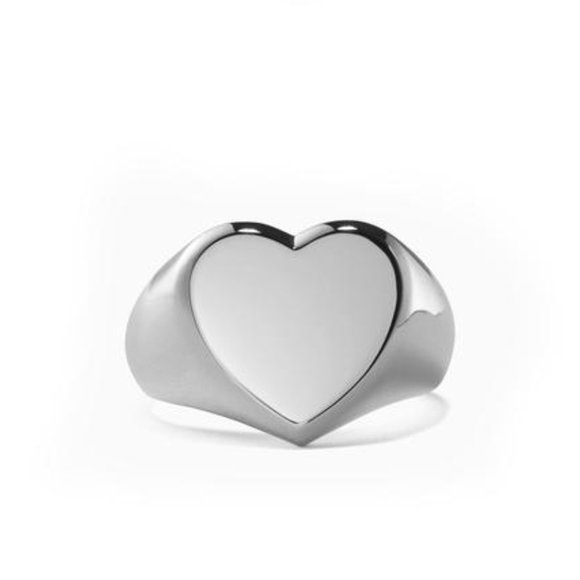 Silver Heart Signet Ring - Picture 3 of 4